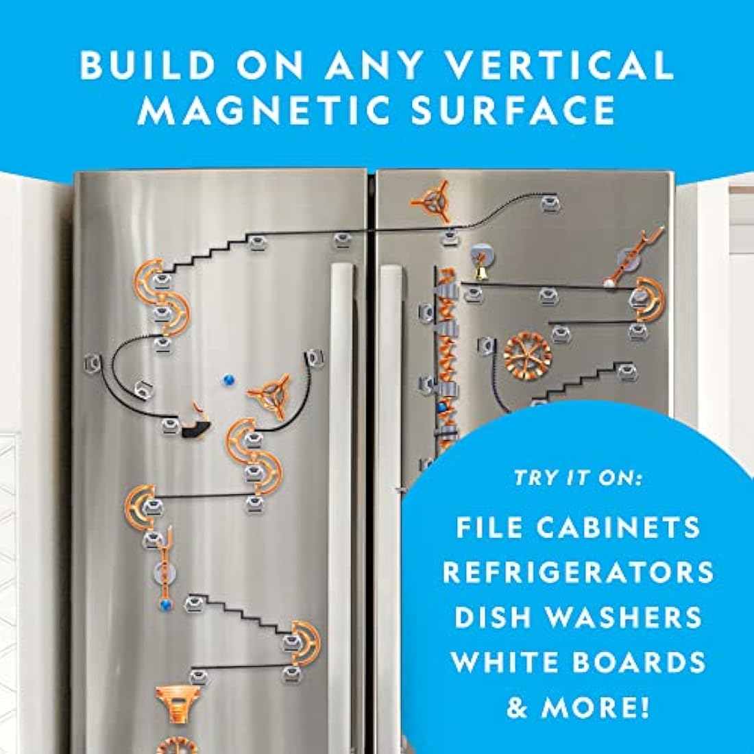 National Geographic Magnetic Marble Run – 150-Piece STEM Building Set