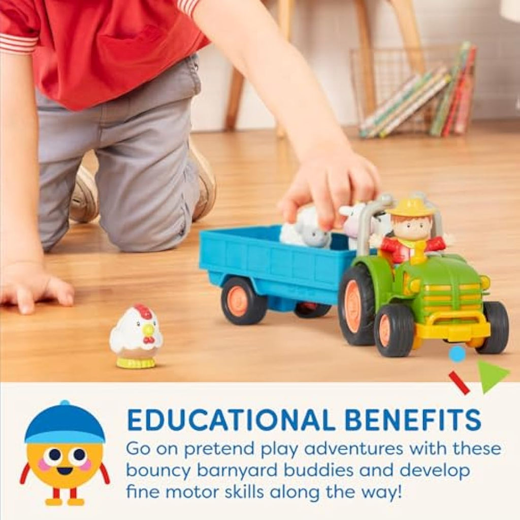 Battat Farm Toy Tractor Set with Lights & Sounds – 7 Piece Toddler Playset