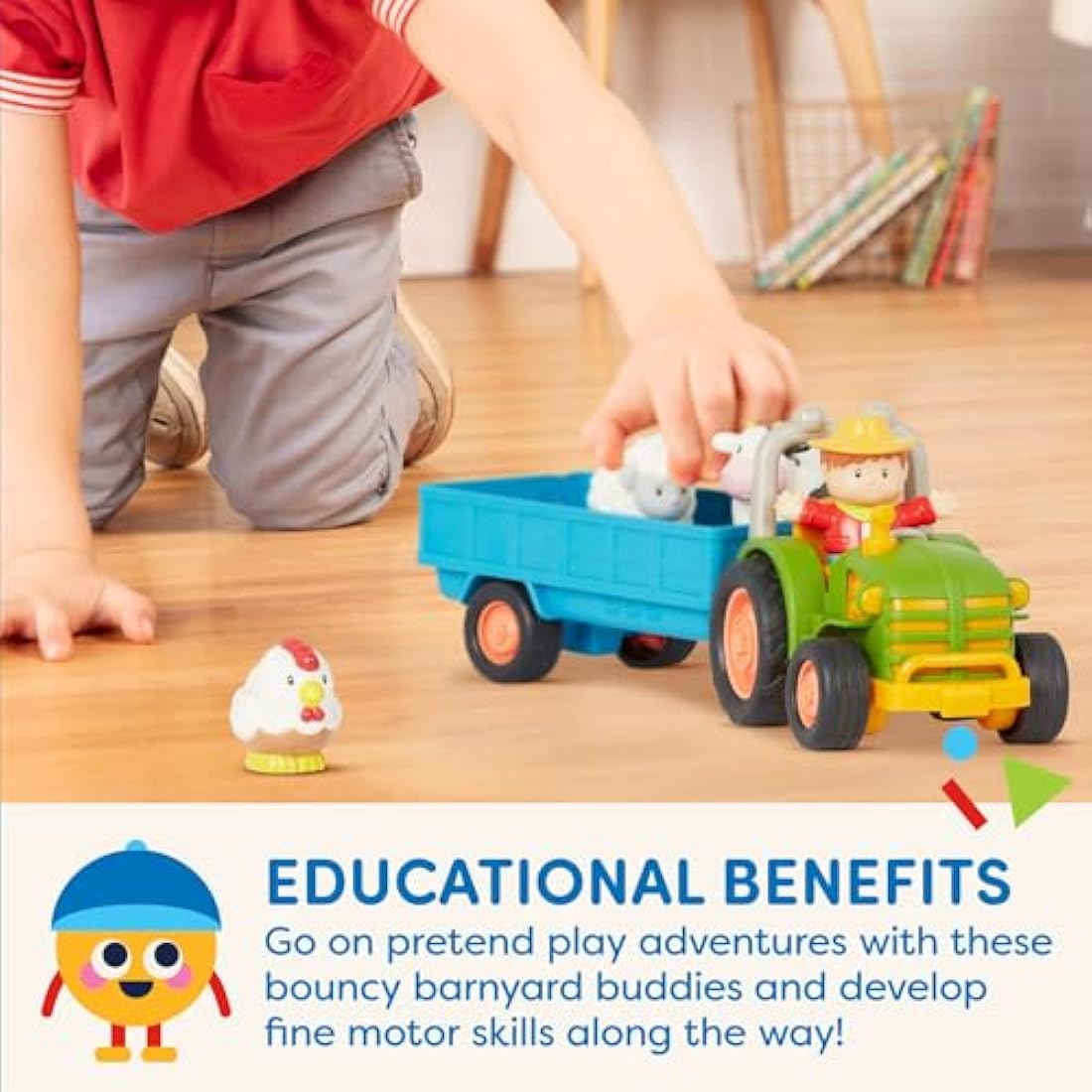Battat Farm Toy Tractor Set with Lights & Sounds – 7 Piece Toddler Playset