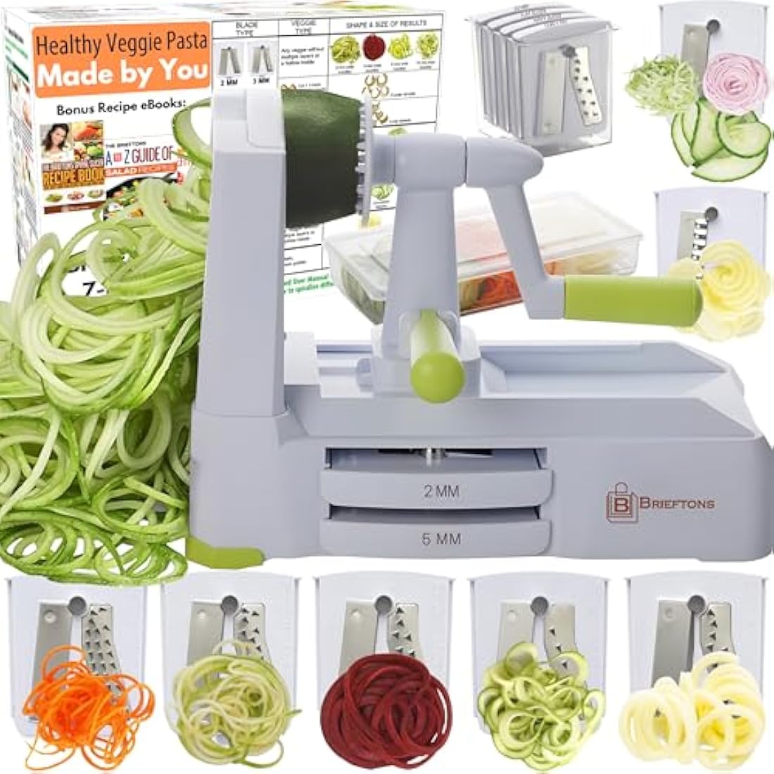 Brieftons 7-Blade Vegetable Spiralizer – Stainless Steel Zoodle Maker