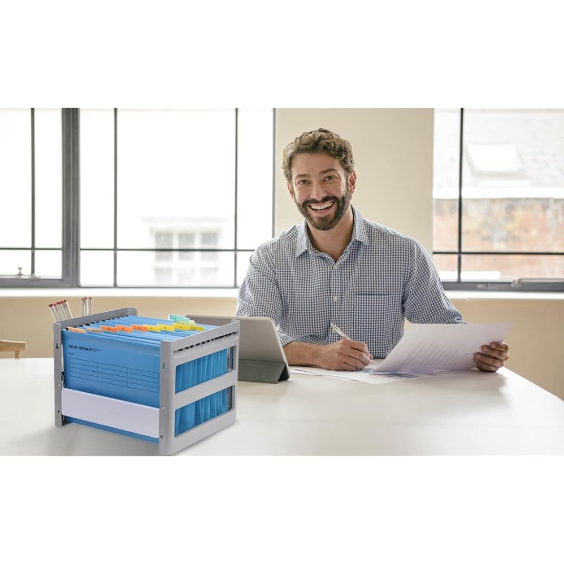 MerryNine 15PCS Foolscap Suspension Files - Blue Poly Hanging Folders