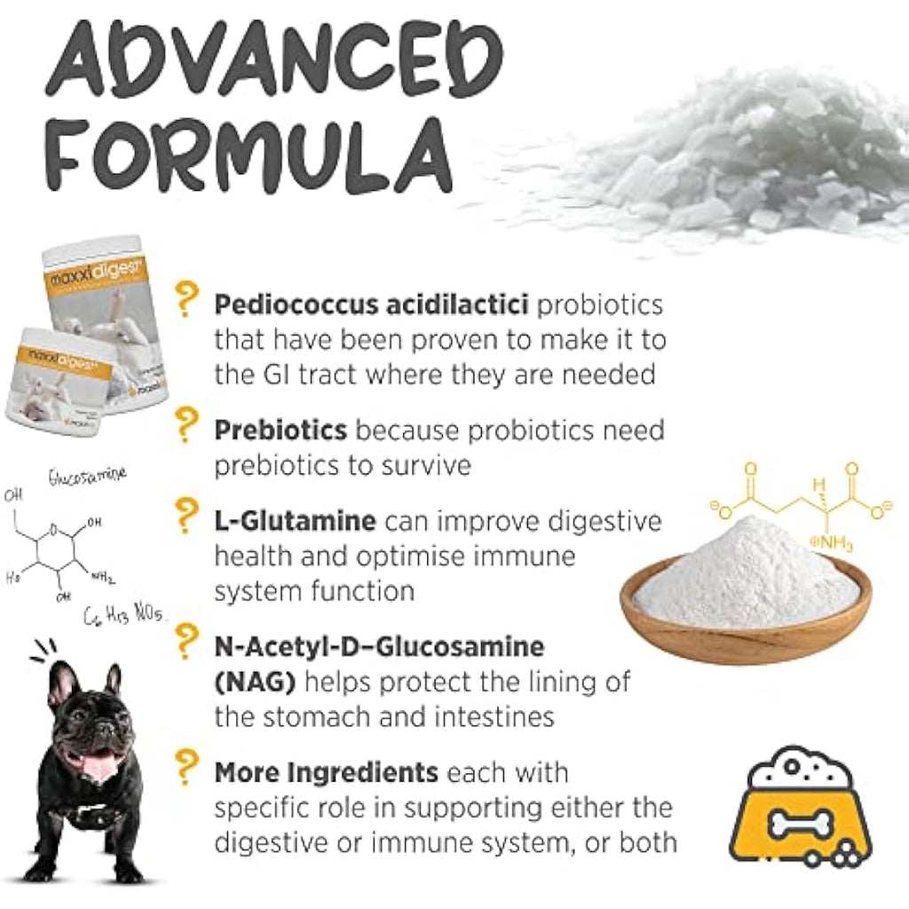 maxxipaws maxxidigest+ Dog Probiotic & Prebiotic Powder Supplement, 200g