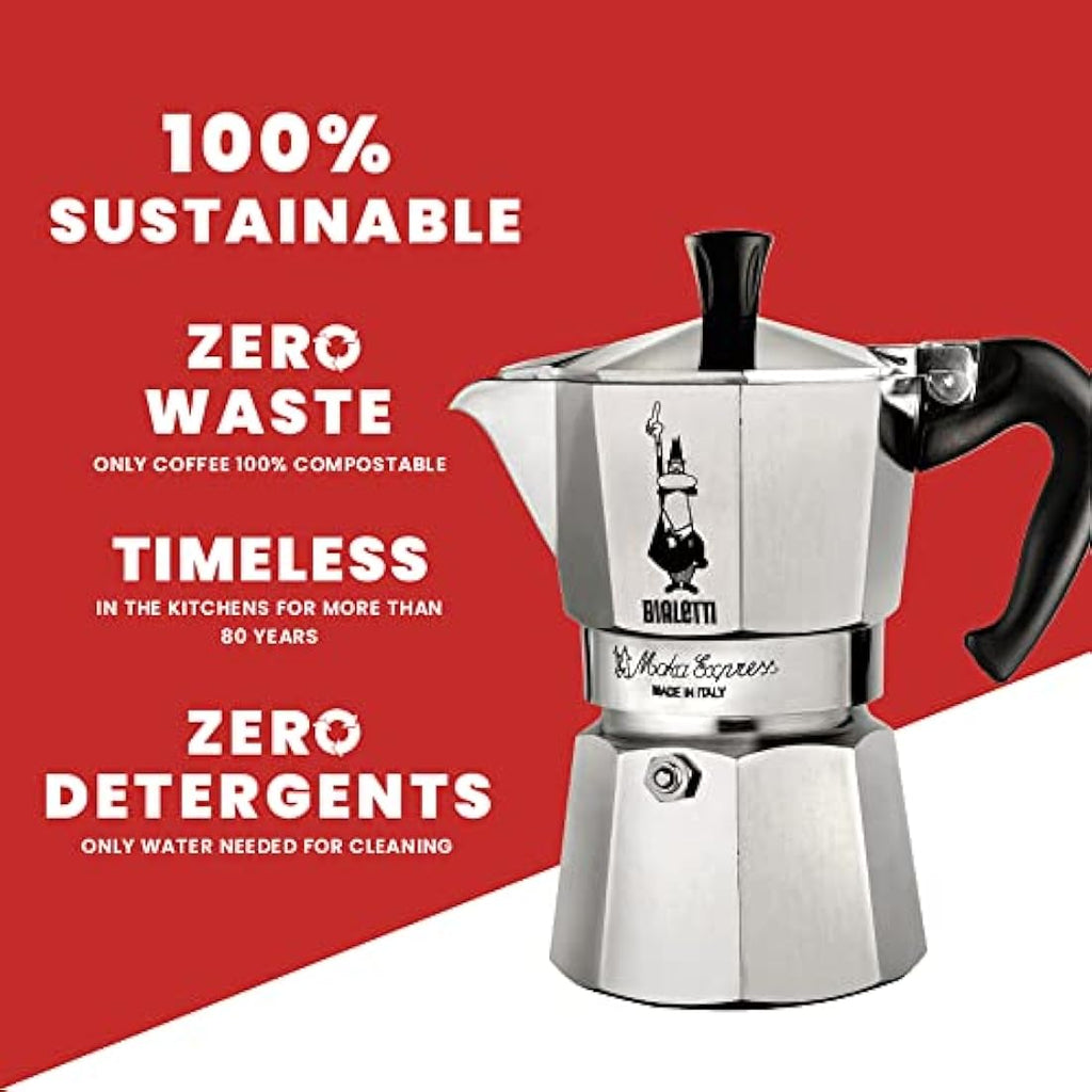 Bialetti Moka Express 9-Cup Stovetop Coffee Maker | Silver Aluminium