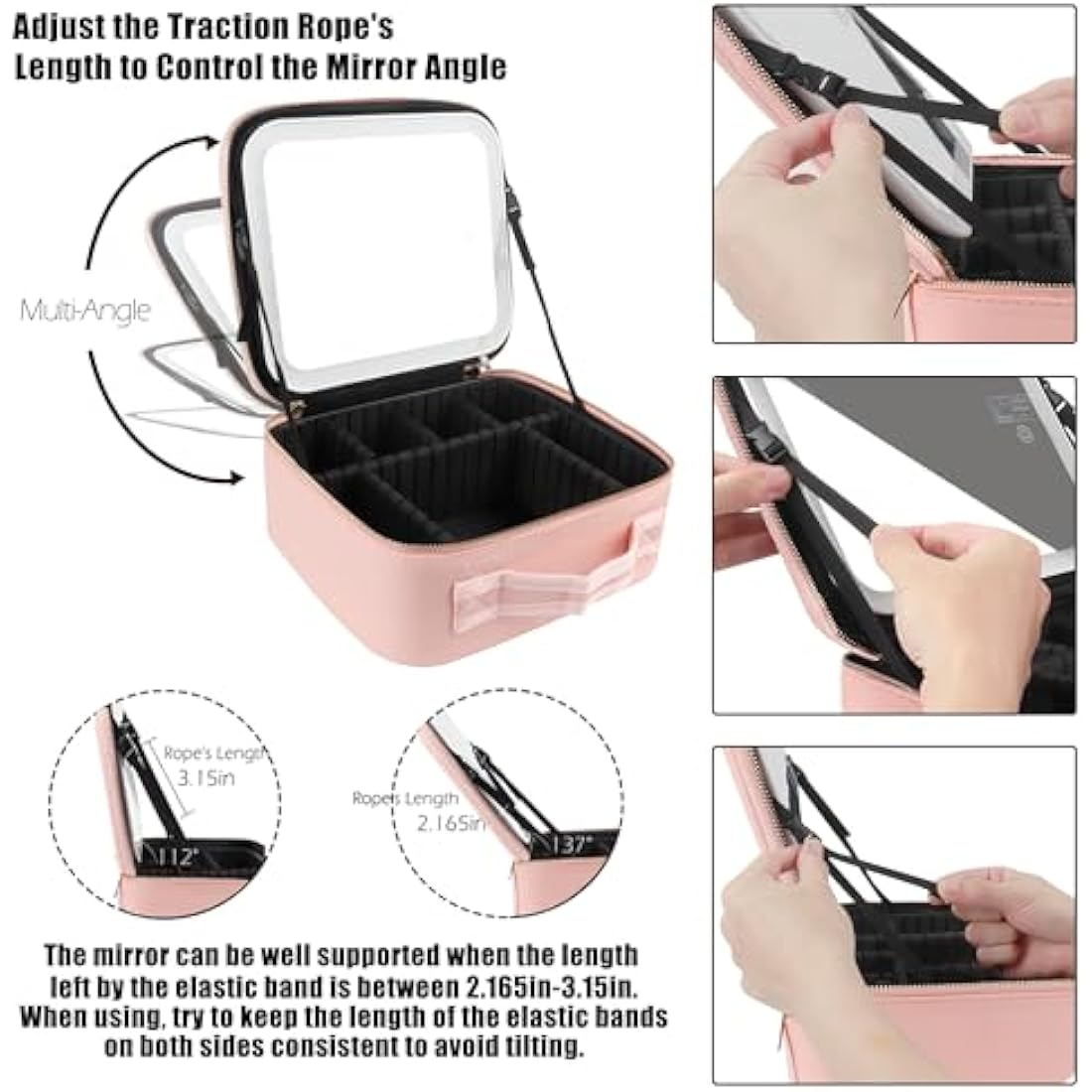 MOMIRA Travel Makeup Bag with Lighted Mirror | Waterproof PU Leather Case