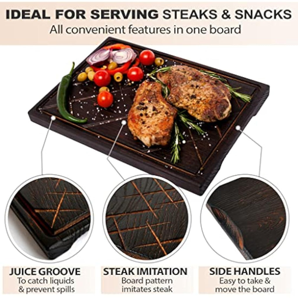 Extra Large Oak Steak Serving Board – 16 x 12 Carving Platter