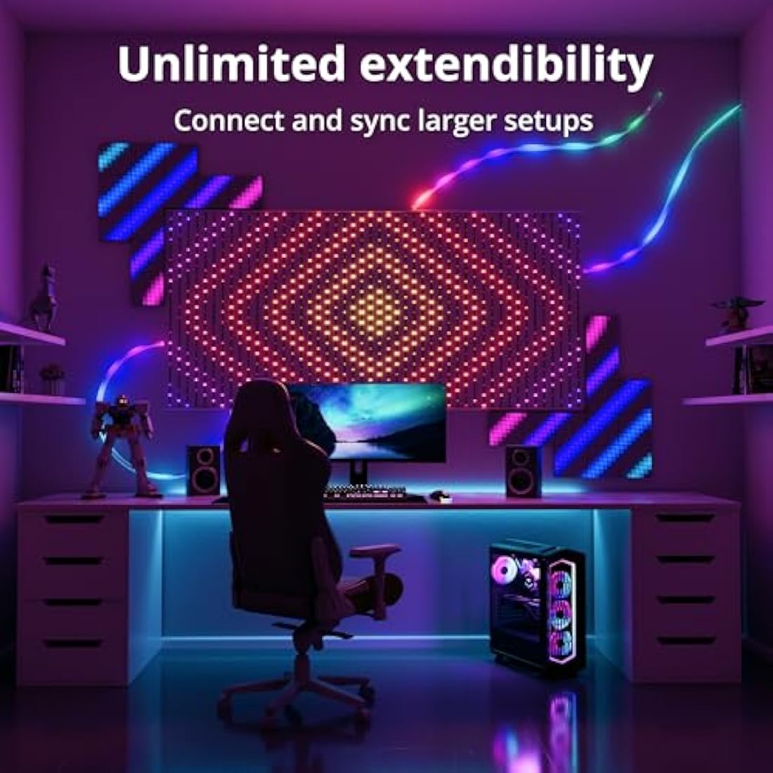 Twinkly Matrix 500 LED RGB Curtain – Smart Gaming Lights (0.5m x 2.4m)