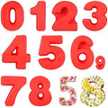 SWEWARM 10 Inch Number Cake Pans - 9 PCS Large Silicone 3D Molds, Red