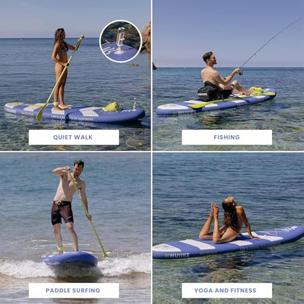HUIIKE Inflatable Stand Up Paddle Board & Kayak - 10' Blue SUP with Seat