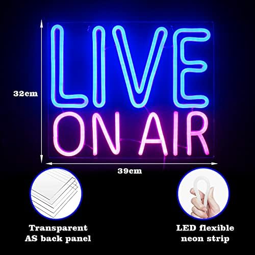 Looklight Live On Air Neon Sign | Blue & Pink LED Wall Art for Streaming