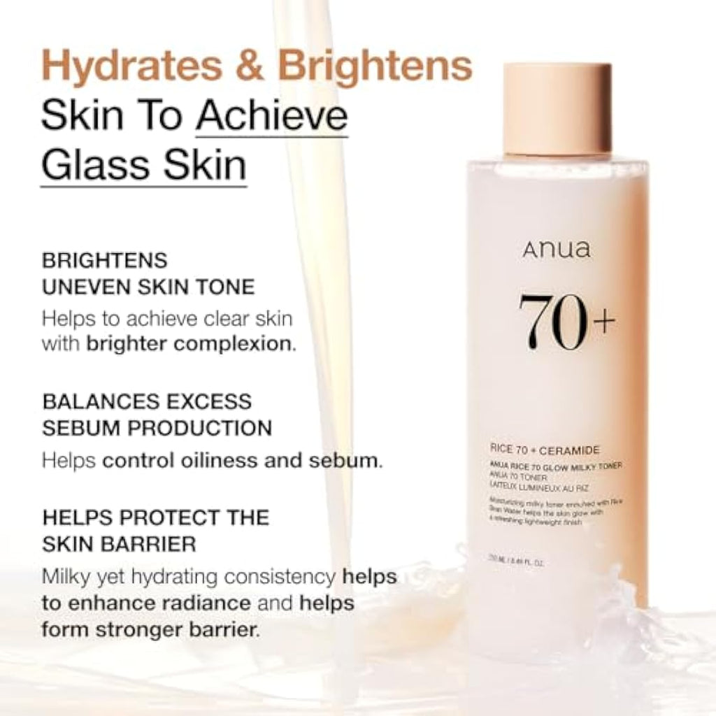 ANUA Rice 70 Glow Milky Toner – Brightening & Hydrating K-Beauty (250ml)