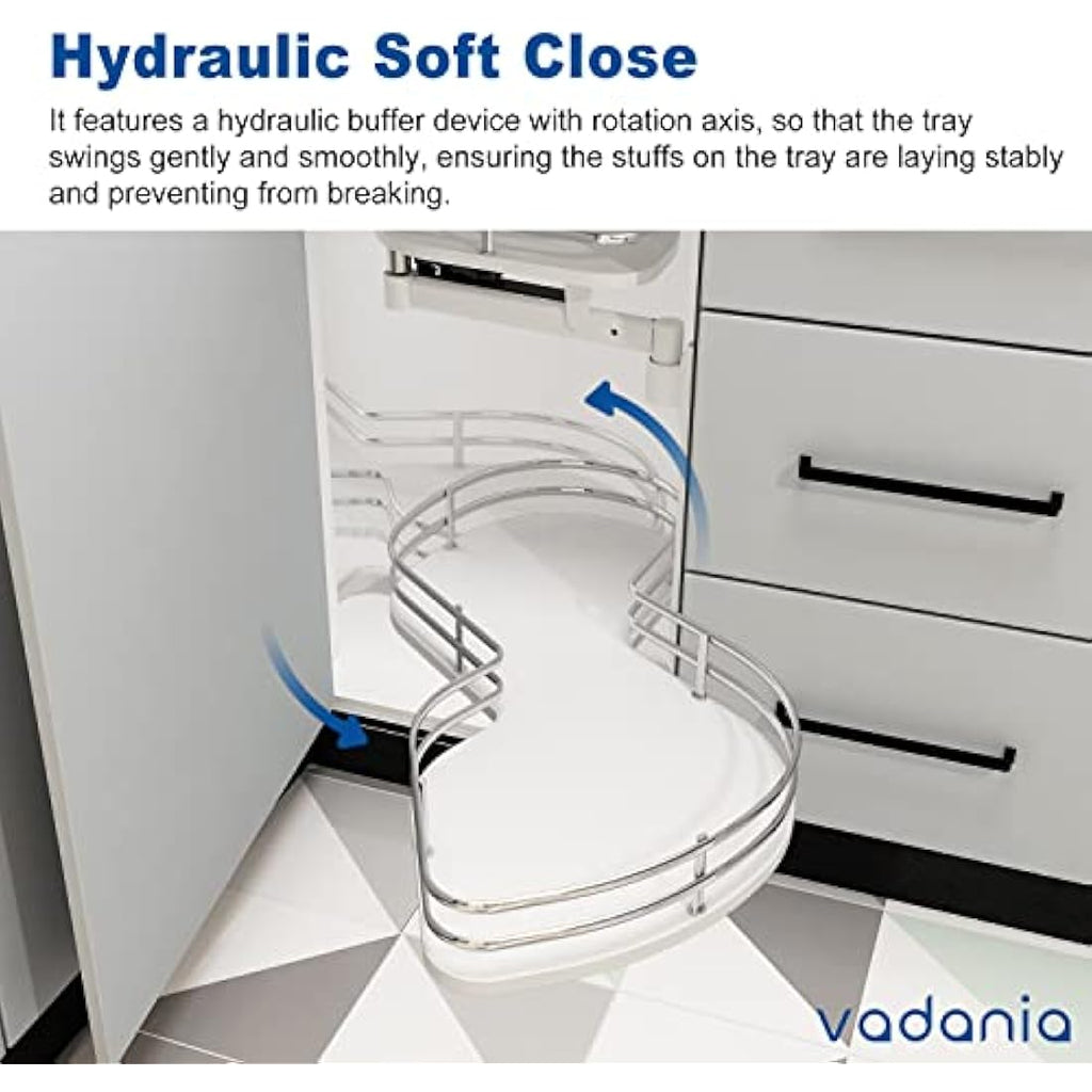 VADANIA Blind Corner Cabinet Organizer - 2-Tier Soft Close Swing Tray