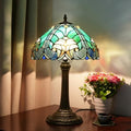 Blivuself Tiffany Table Lamp | 12" Green Stained Glass Antique Desk Light