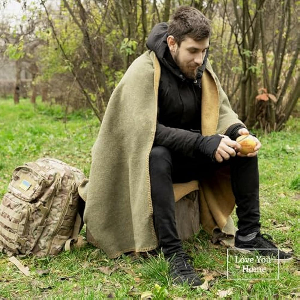 LYHome Merino Wool Travel Blanket – Warm Outdoor Camping Throw, 59x84 in