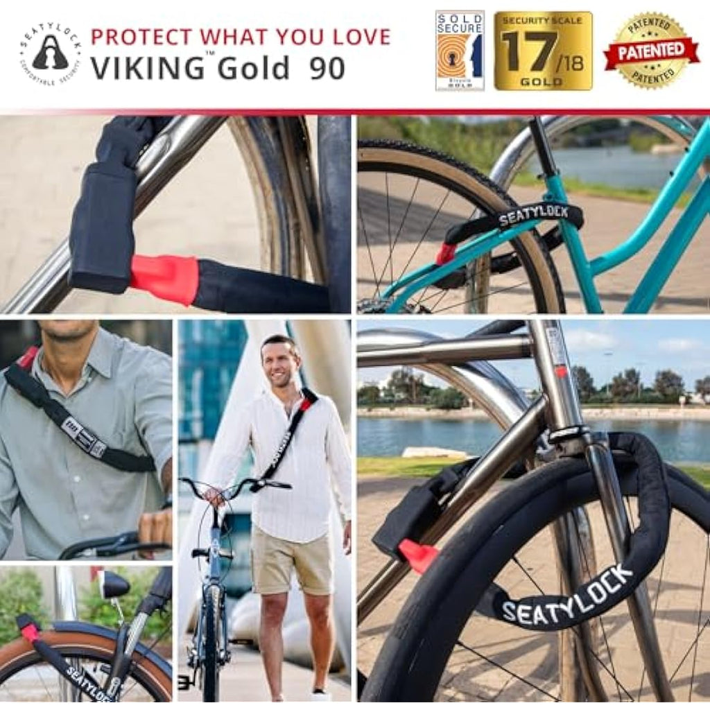 Seatylock Viking Heavy Duty Bike Chain Lock – 90cm Hardened Steel