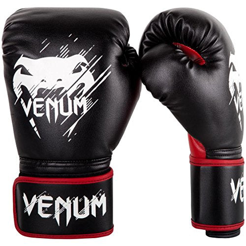 Venum Contender Kids Boxing Gloves - Synthetic Leather - Black/Red, 6 Oz