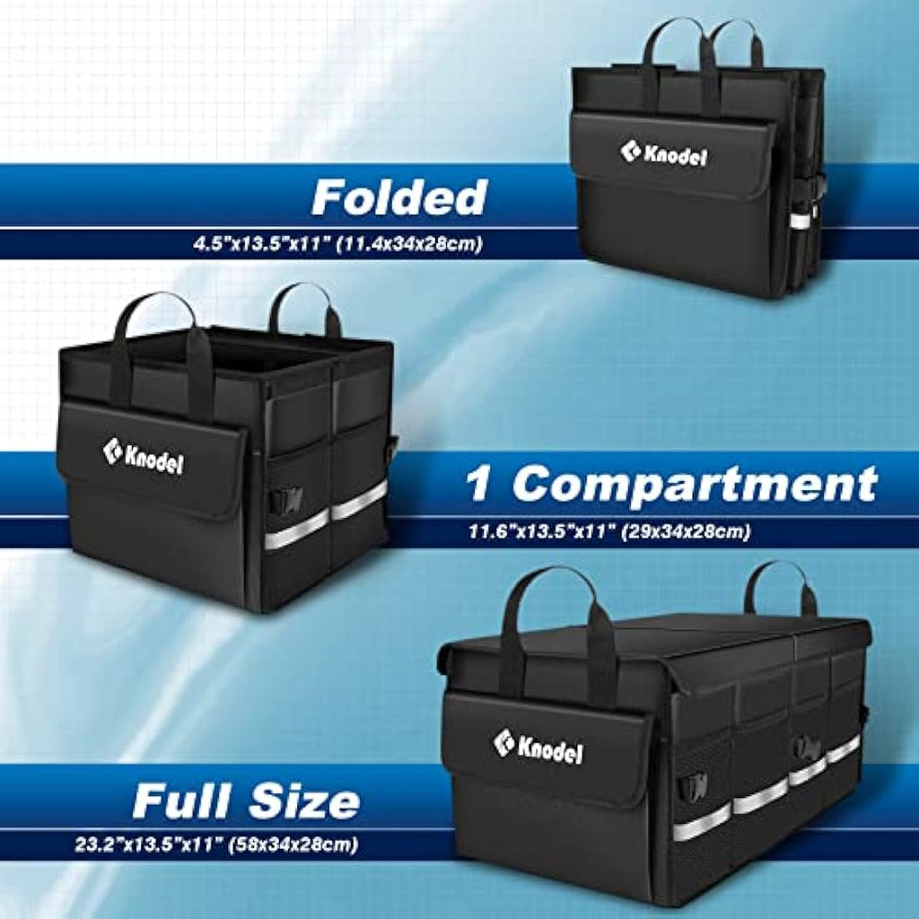 Knodel Car Boot Organiser | Foldable 600D Oxford Storage Box - Black