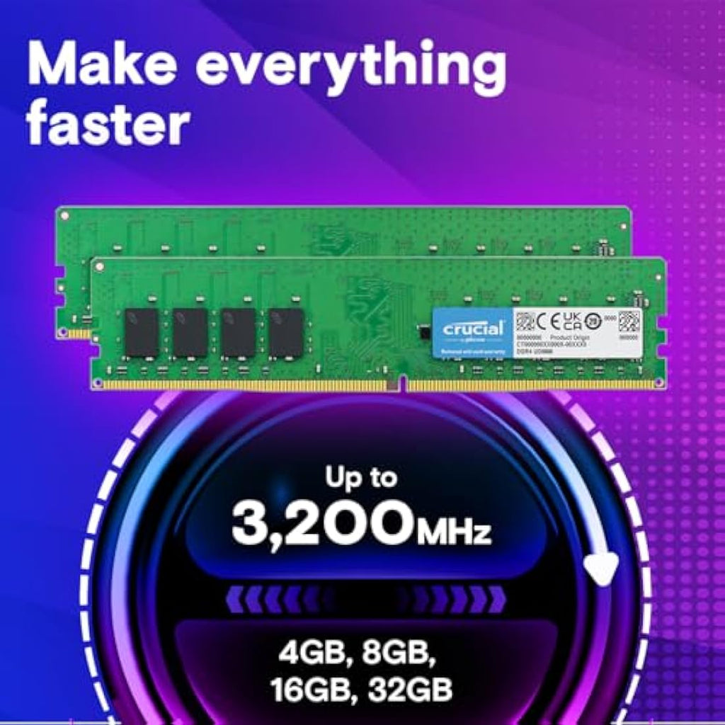 Crucial 32GB Kit (2x16GB) DDR4 3200MHz Desktop Memory – UDIMM RAM