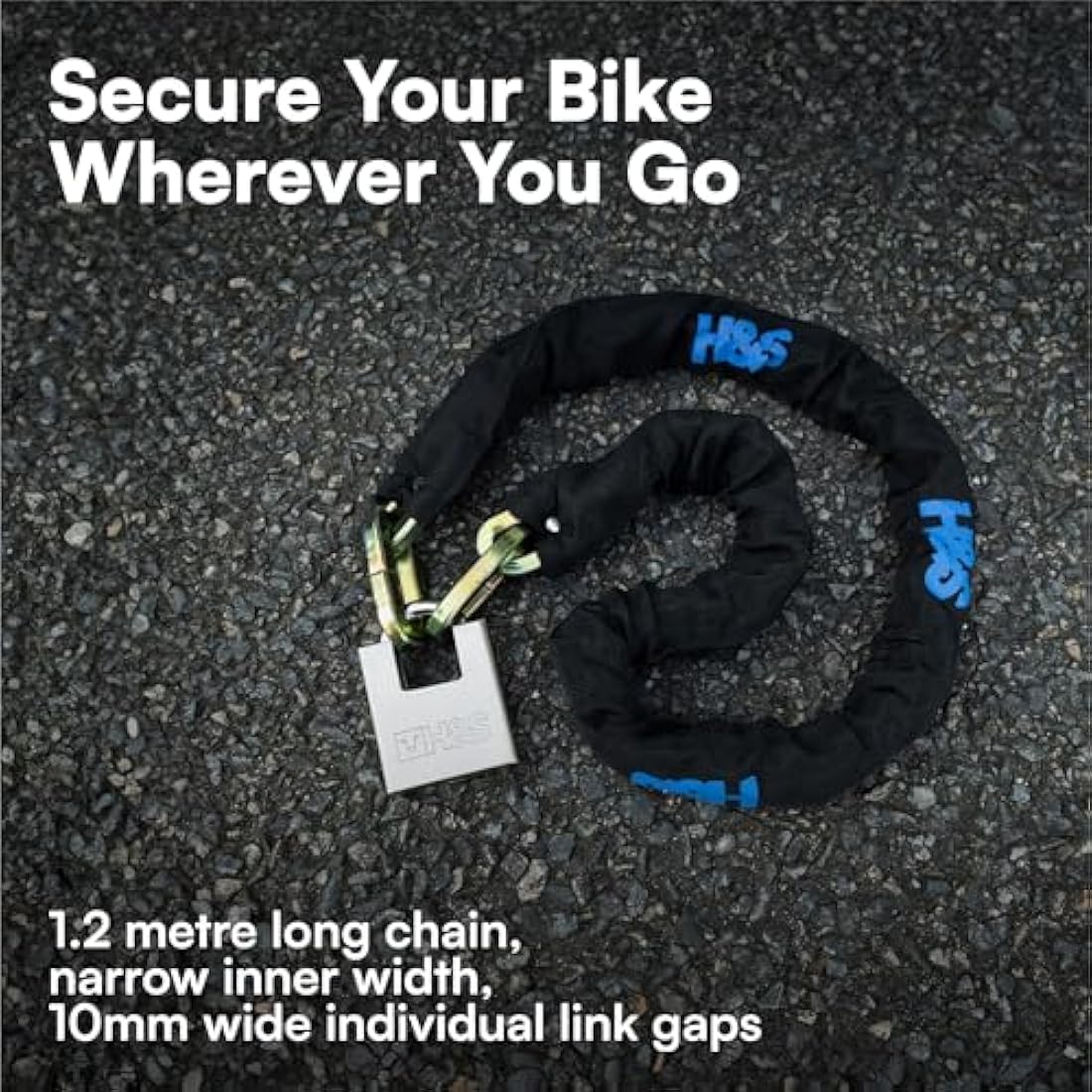 H&S Heavy Duty Motorbike Lock – 10mm x 1.2m Hardened Steel Security Chain