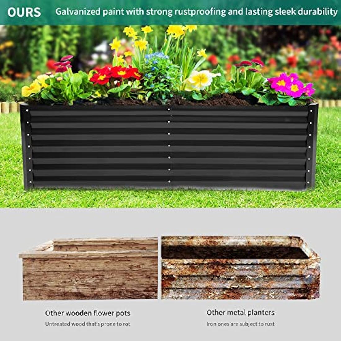 YITAHOME 240x120x60cm Metal Raised Garden Bed - Large Galvanized Planter