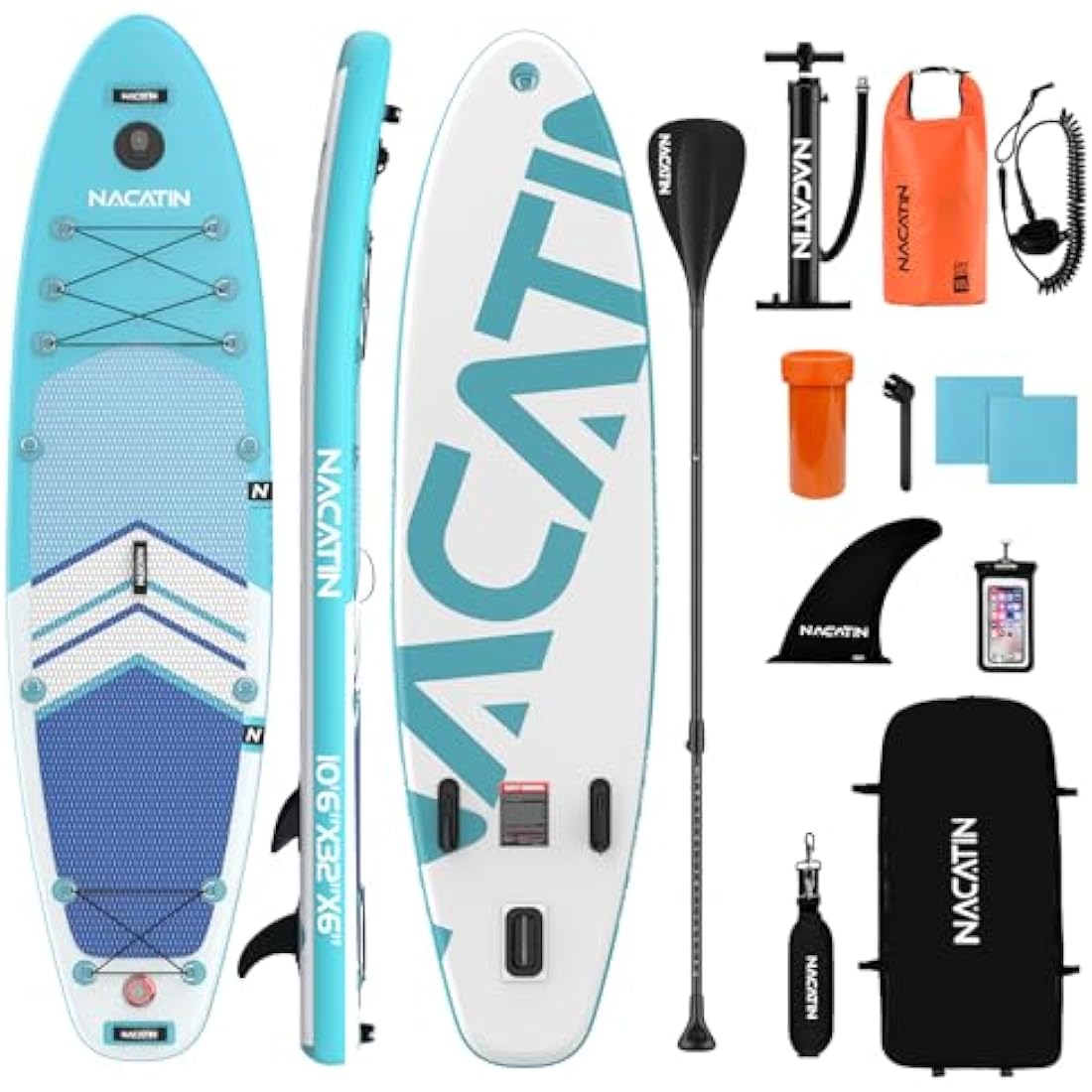 NACATIN Inflatable Stand Up Paddle Board – 10'6" SUP Kit for Adults