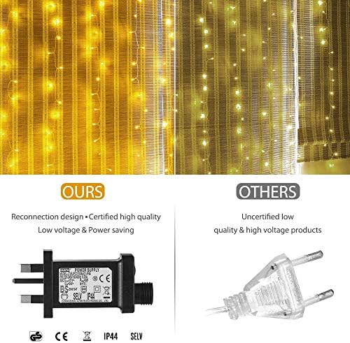Elegear 600 LED Curtain Lights – 6m x 3m Warm White Waterproof Fairy Lights