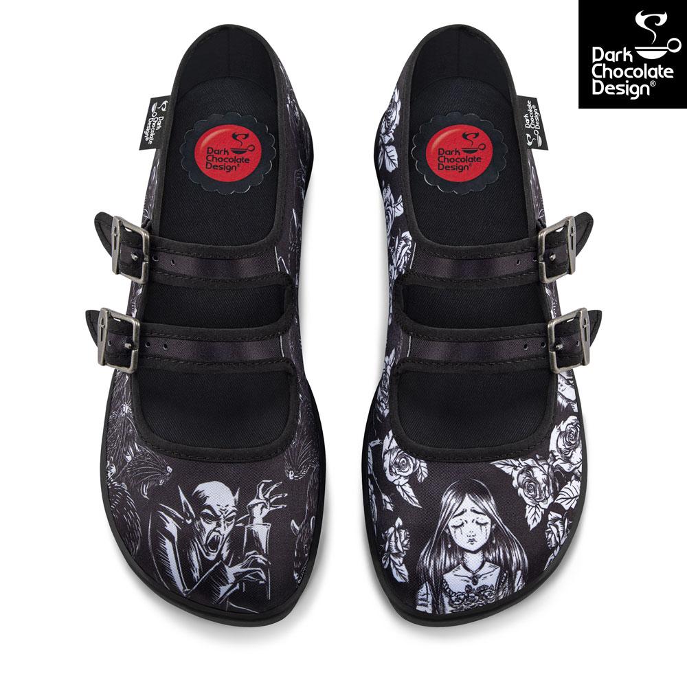 Hot Chocolate Design Death Stalks Gothic Mary Jane Flats – Vegan Shoes