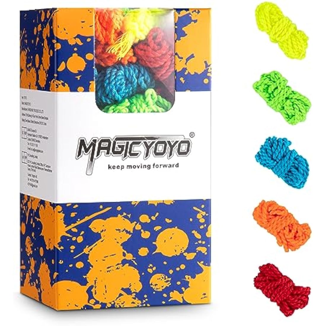 MAGICYOYO 50 Pack Yoyo Strings | 100% Polyester Replacement - Rainbow Colors