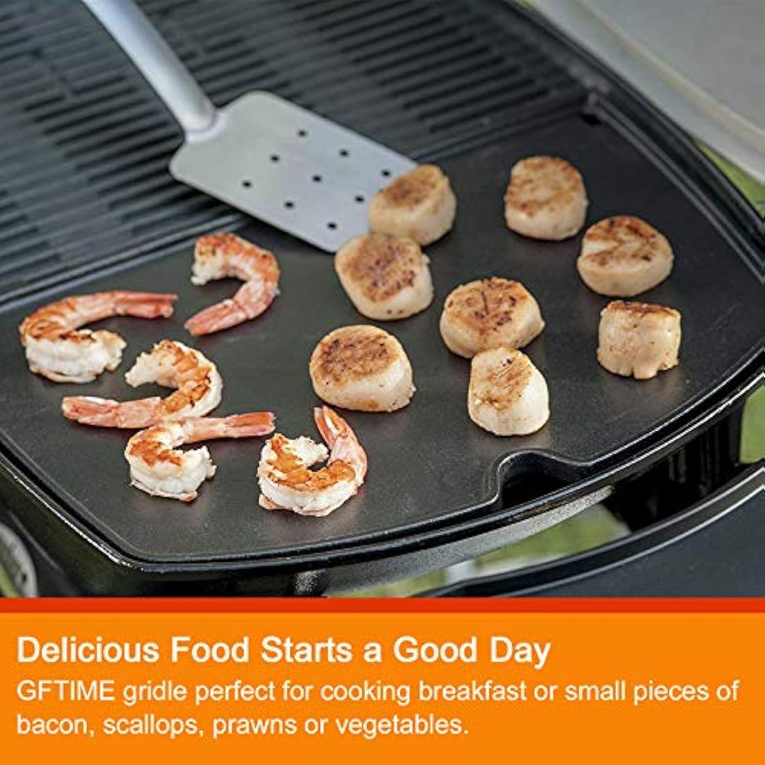 GFTIME Cast Iron Grill Griddle for Weber Q200 & Q2000 Series – 38.9 x 27.5cm
