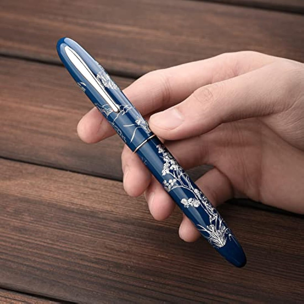 Hongdian N23 Blue Rabbit Fountain Pen | Long Blade Medium Nib Metal Set