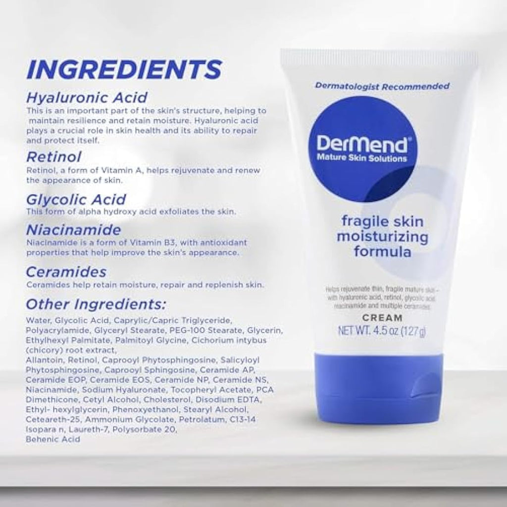 Dermend Fragile Skin Moisturizing Cream for Mature Skin - 4.5 Oz