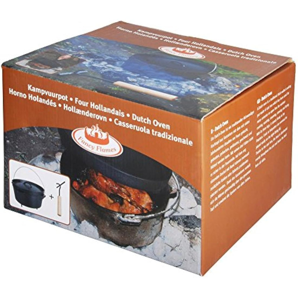 Fallen Fruits FF117 Cast Iron Dutch Oven for Outdoor Cooking, Black