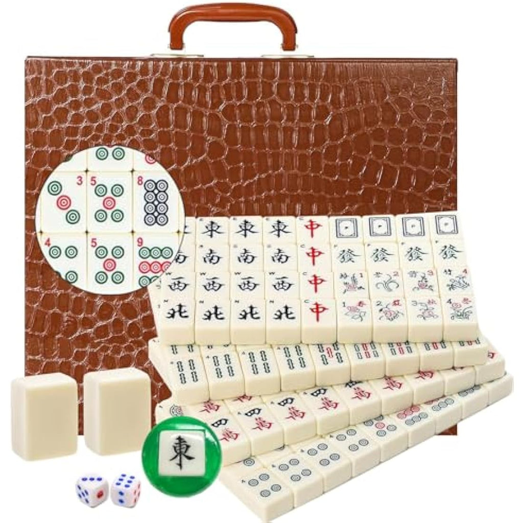 Jolof Store Chinese Mahjong Set | 144 Large Melamine Tiles with Case