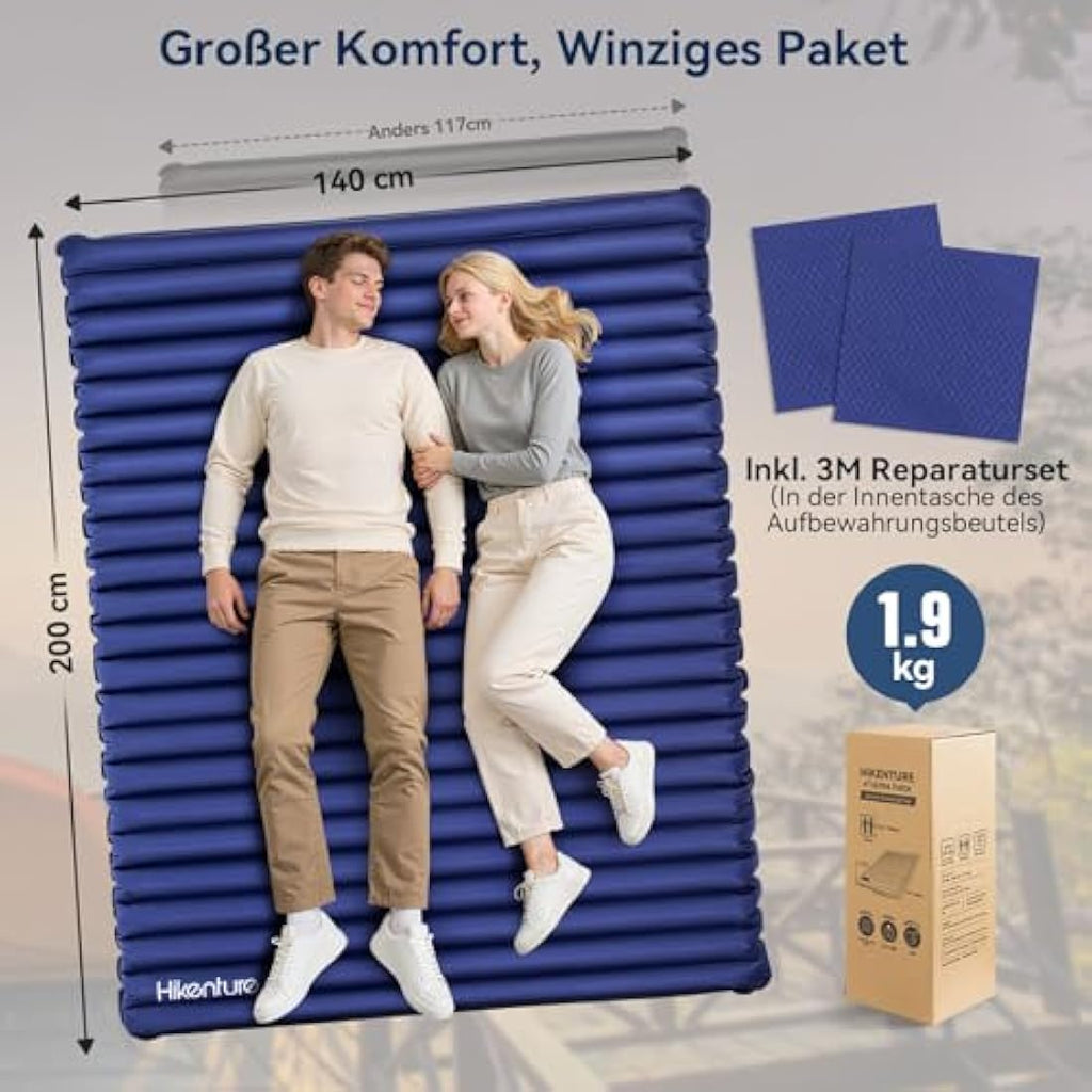 Hikenture Double Ultralight Sleeping Mat – Inflatable Camping Mattress