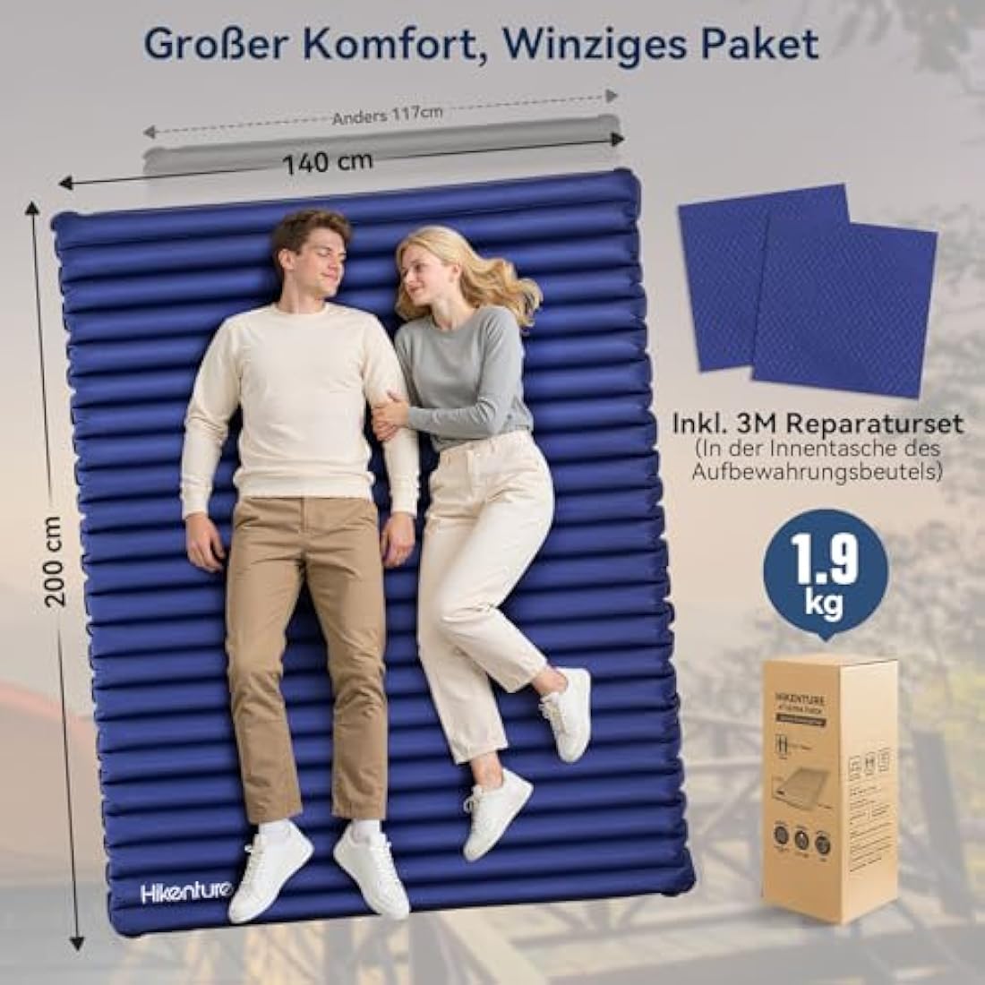 Hikenture Double Ultralight Sleeping Mat – Inflatable Camping Mattress