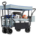 YITAHOME Foldable Beach Wagon – Heavy Duty Garden Trolley with Canopy