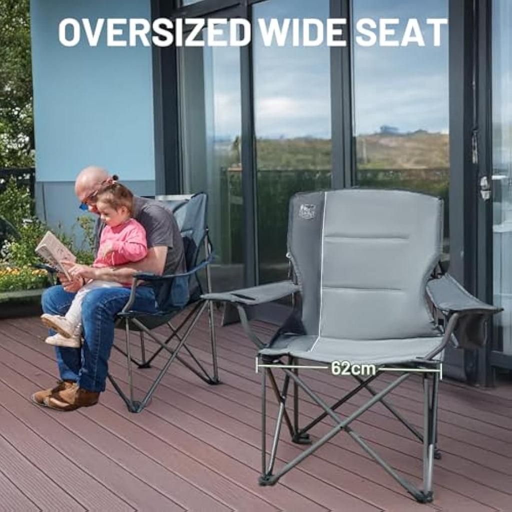 TIMBER RIDGE Heavy Duty Camping Chair | 200kg Oversized Padded Folding Seat