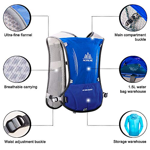 HINATAA Lightweight Running Hydration Vest | 5L Breathable Hiking Pack – Blue