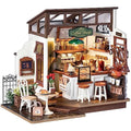 Rolife Miniature Café Dollhouse Kit - DIY Wooden Model with LED Lights