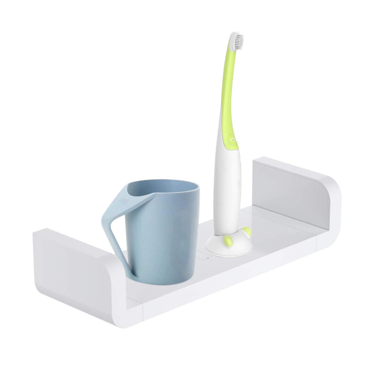 XunHe White Plastic Bathroom Shelf – No-Drill U-Shaped Wall Storage Rack