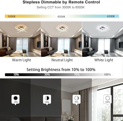 Dorlink Modern LED Ceiling Light – Dimmable Curved Chandelier with Remote