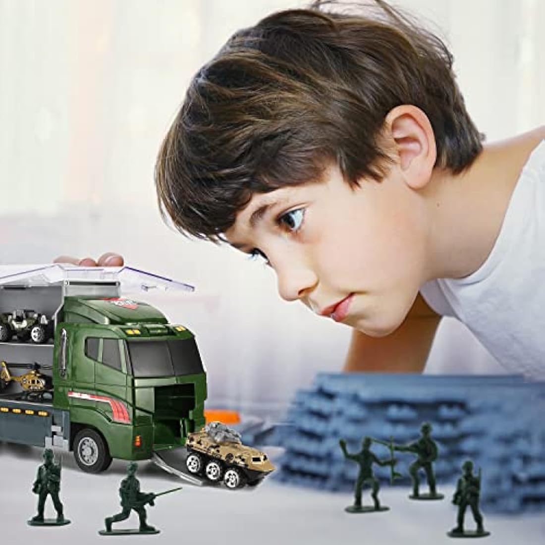 Military Carrier Truck – 26-in-1 Die-Cast Army Toy Playset