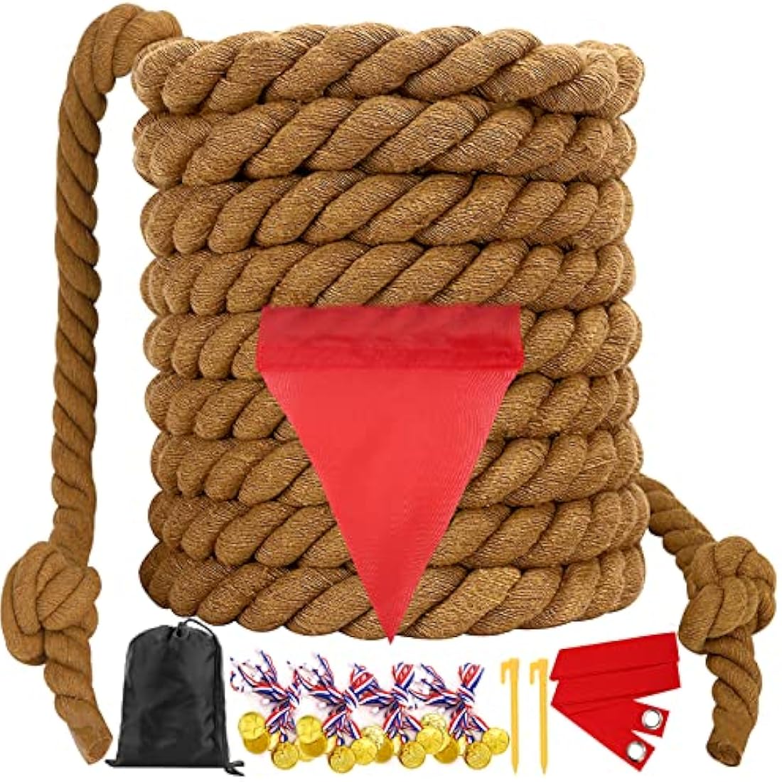 WYRJXYB 60ft Tug of War Rope Set – Natural Cotton Outdoor Game for 36 Kids