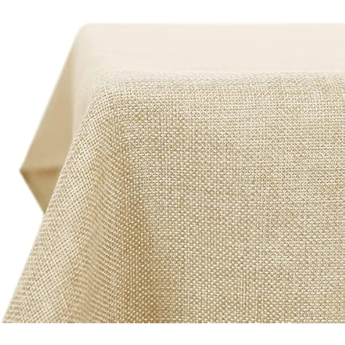 Deconovo Faux Linen Tablecloth | Water Resistant Rectangular Beige
