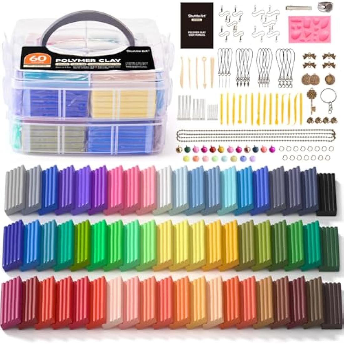 Shuttle Art 60 Colors Polymer Clay Kit | Oven Bake Modeling Clay Set