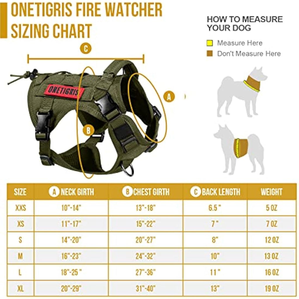 OneTigris Tactical Dog Harness | No-Pull Molle Vest - Ranger Green, XL