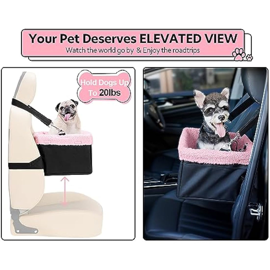 UNICITII Raised Dog Booster Car Seat with Metal Frame for Small Pets