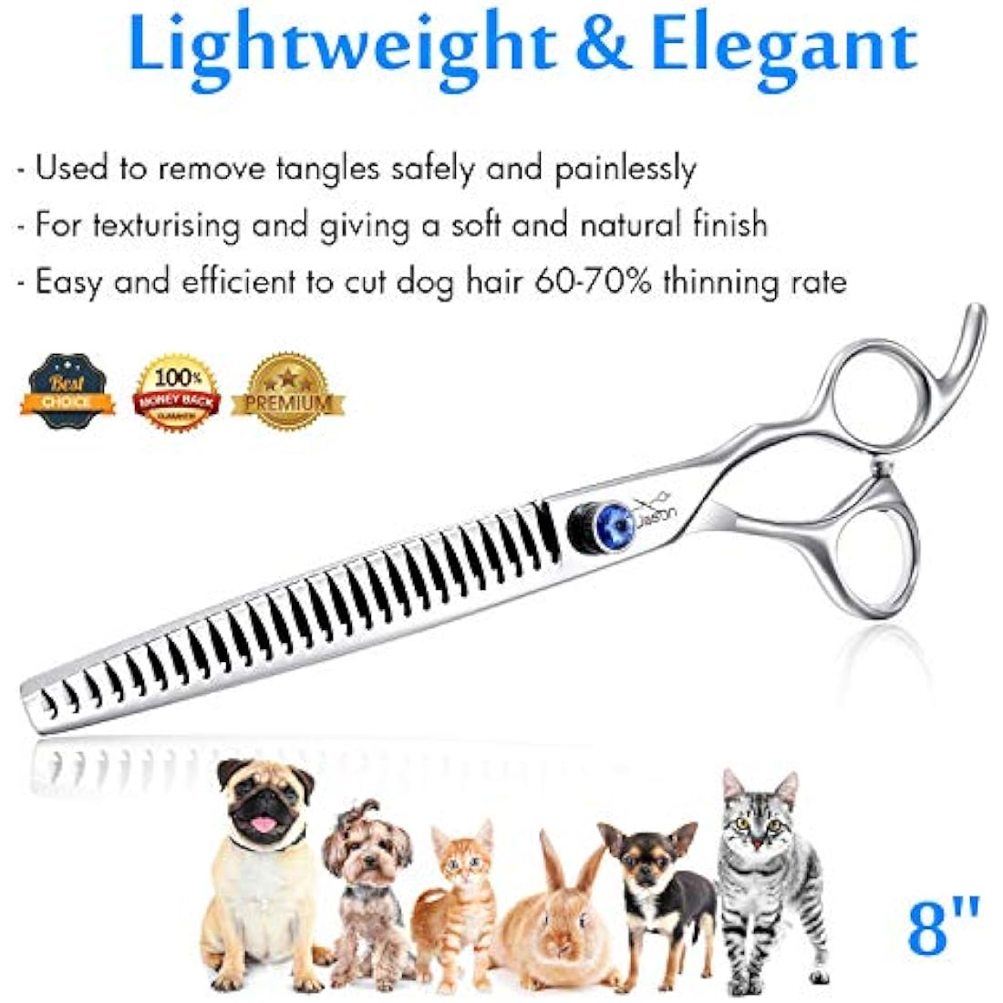 JASON 8" Dog Grooming Chunker Shears | 26 Teeth Japanese Steel Scissors