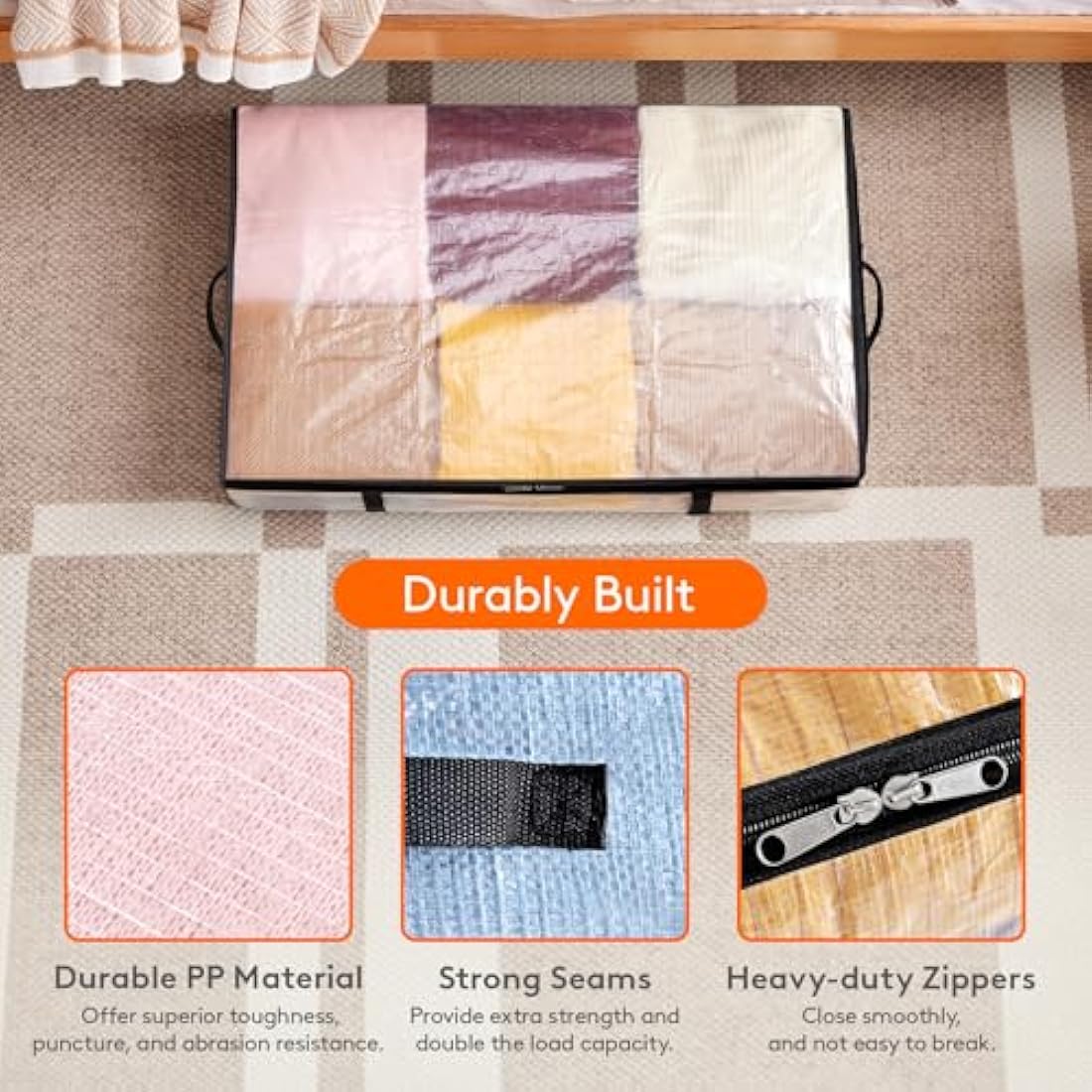 Lifewit 2-Pack Under Bed Storage Bags - 60L Large Clear Organizers