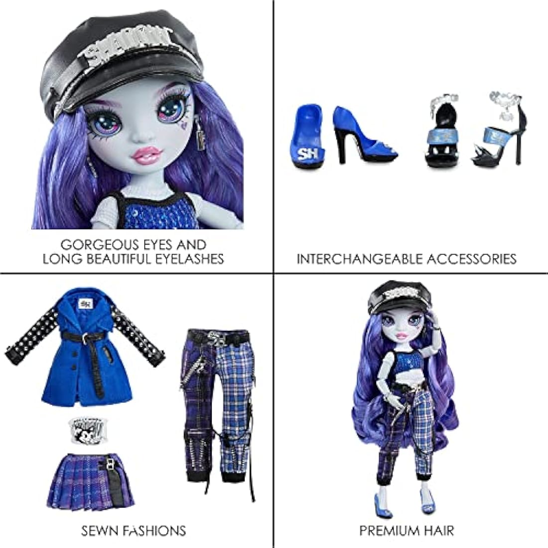Shadow High Uma Van Hoose Neon Blue Fashion Doll with Rock Band Set