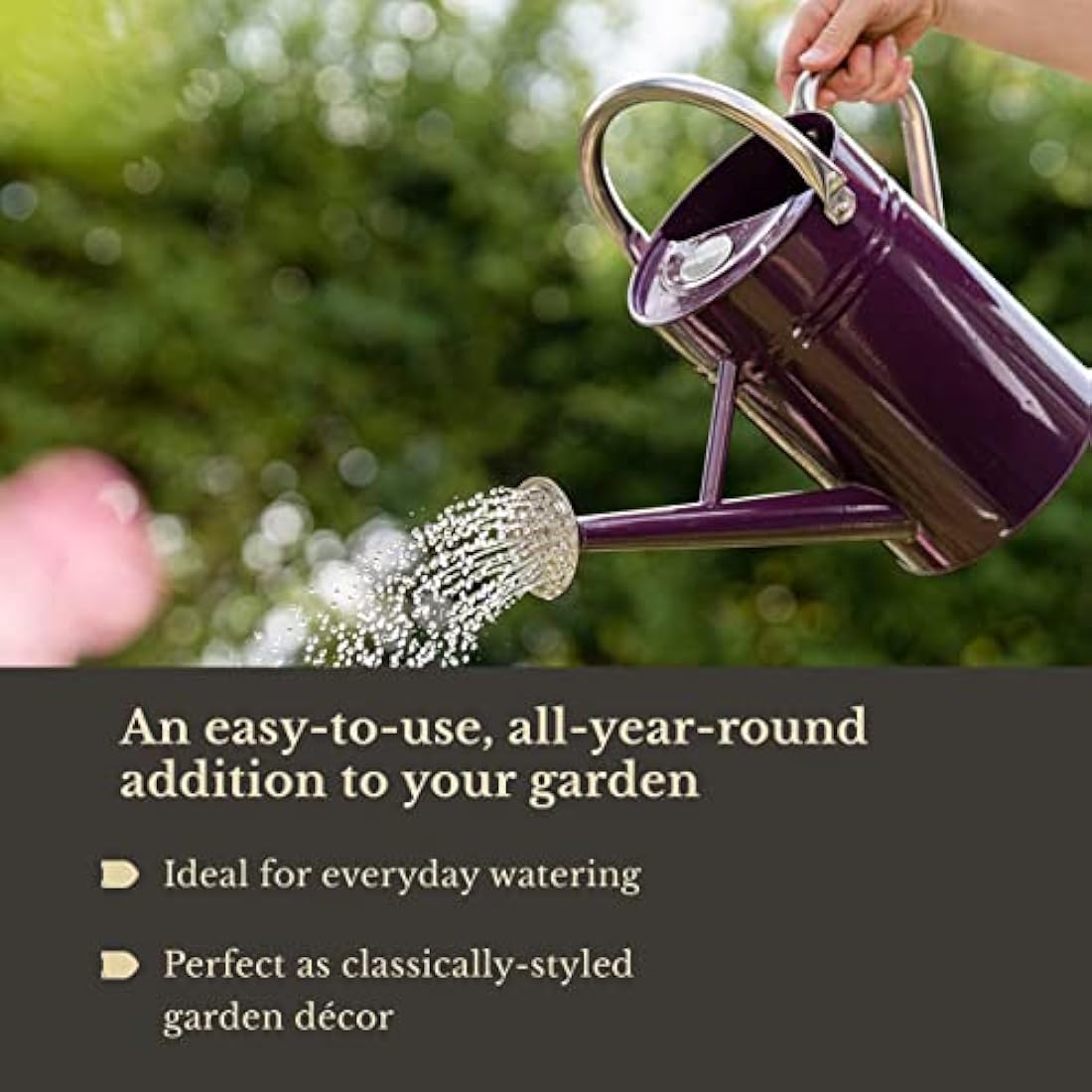 Kent & Stowe 4.5L Metal Watering Can – Deep Violet Galvanised Steel